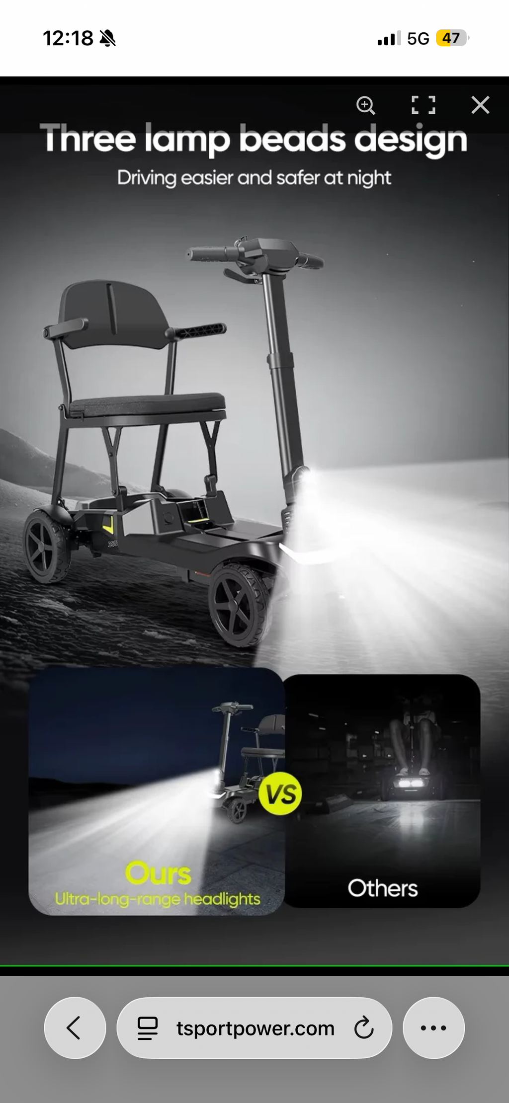 YL-985A Ultra Lightweight Folding Mobility Scooter–12 Mile Range,14Kg,Magnesium Frame