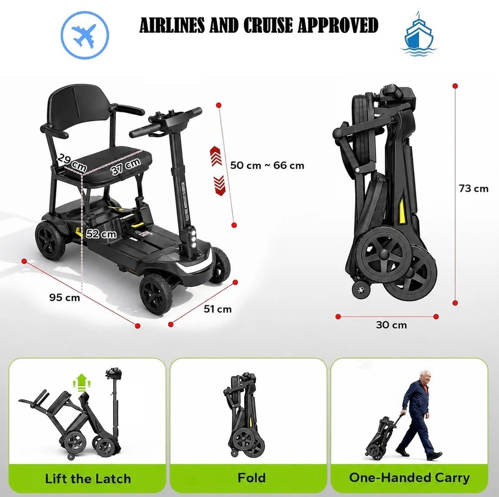YL-985A Ultra Lightweight Folding Mobility Scooter–12 Mile Range,14Kg,Magnesium Frame
