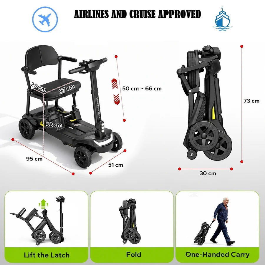 YL-985S Lightweight Folding Mobility Scooter,12 Mile Range,Aluminium Frame