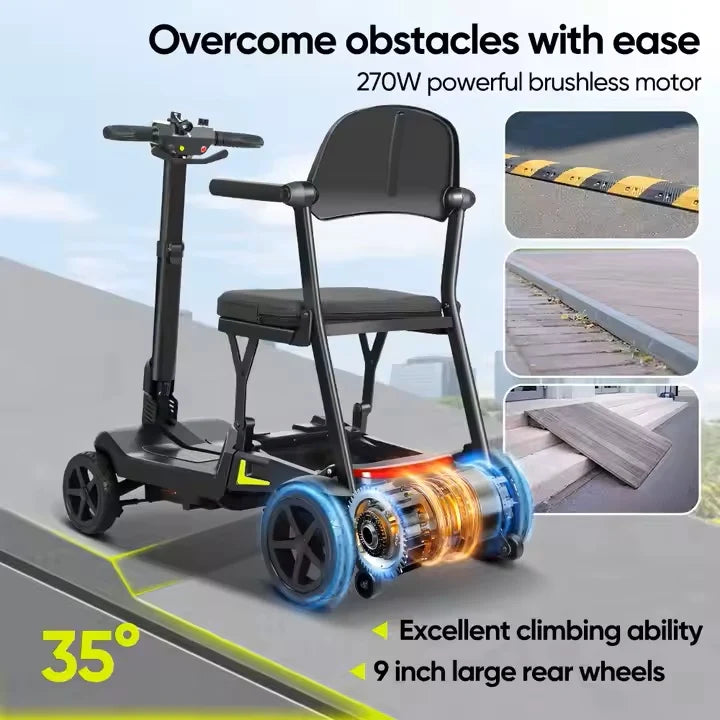 YL-985S Lightweight Folding Mobility Scooter,12 Mile Range,Aluminium Frame