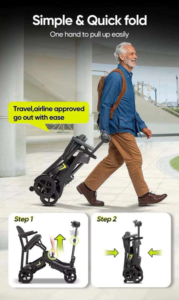 YL-985S Lightweight Folding Mobility Scooter,12 Mile Range,Aluminium Frame