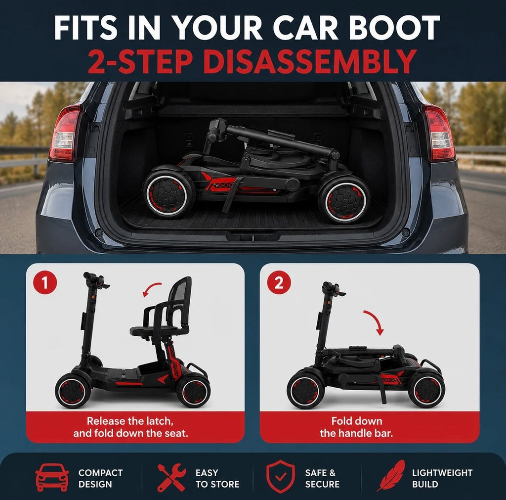 YL-966 Folding Mobility Scooter – Lightweight 19kg, Aluminium Frame, 10 Mile Range