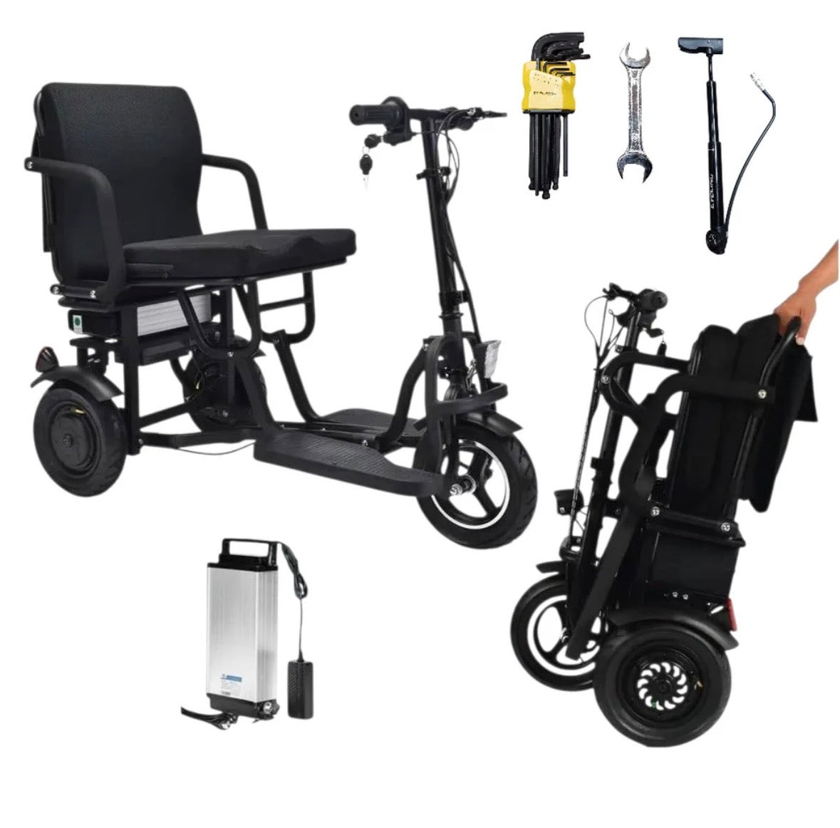 SCOTE-48350 Folding Mobility Scooter – 3 Wheel, Dual Motor 700W, 20 Mile Range