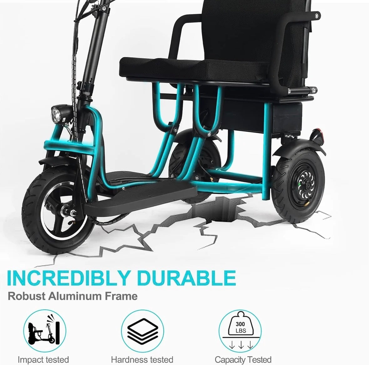 SCOTE-48350 Folding Mobility Scooter – 3 Wheel, Dual Motor 700W, 20 Mile Range