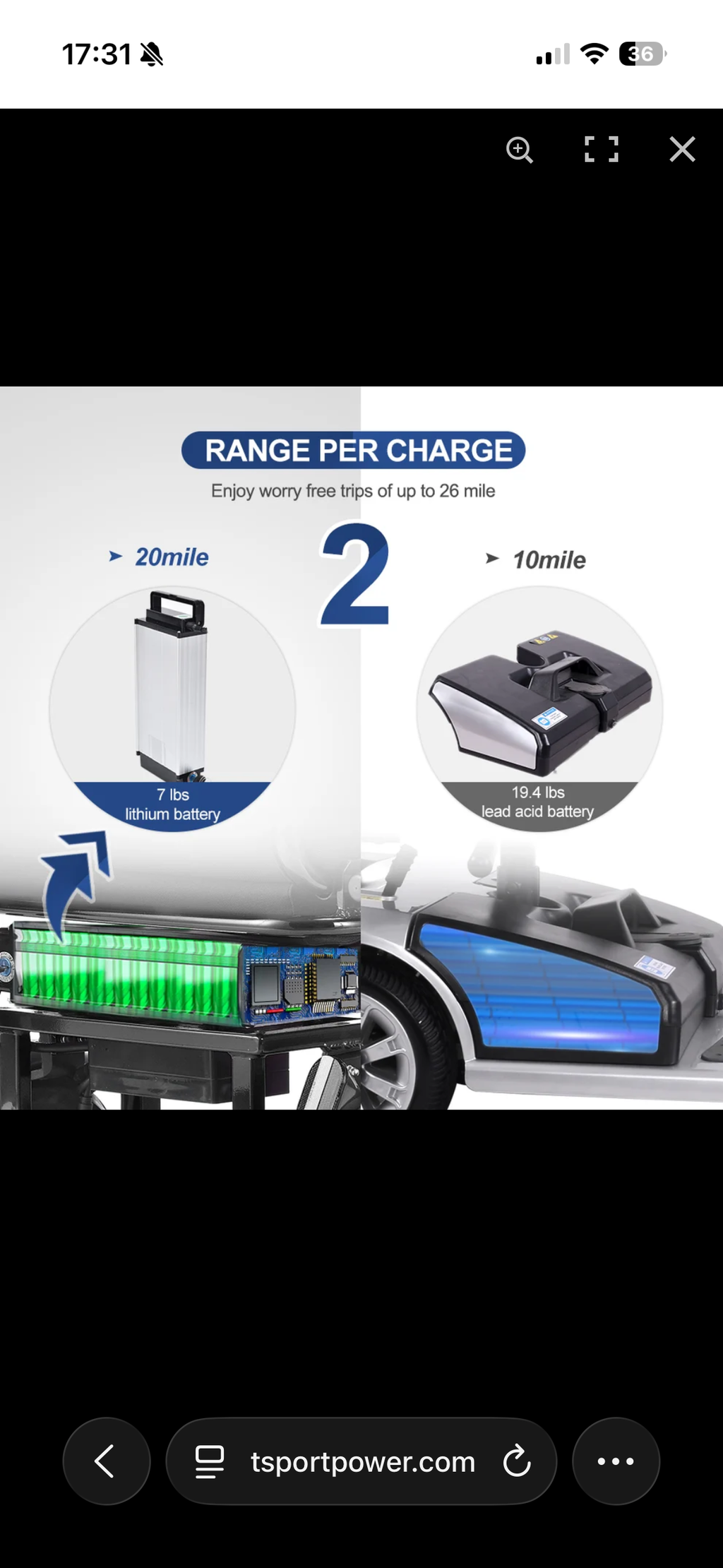SCOTE-48350 Folding Mobility Scooter – 3 Wheel, Dual Motor 700W, 20 Mile Range