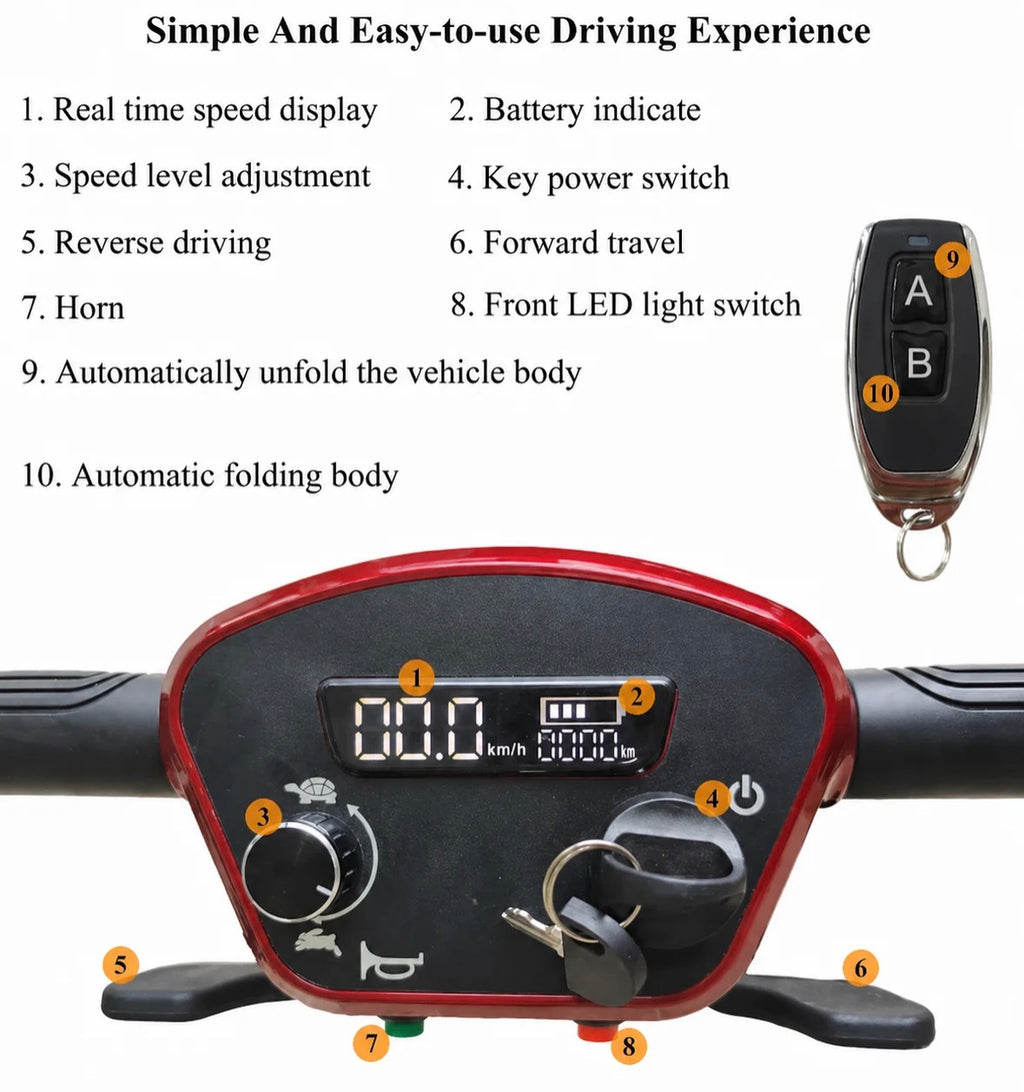 X5-Auto Folding Mobility Scooter With Remote,24Kg,12 Mile Range